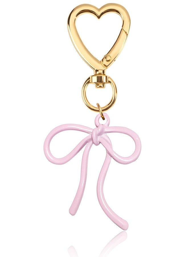 LAEKOU Cute Bow Keychain Bag Charms, Aesthetic Heart Key Chain Accessories for Women Car Keys Girly Purse Handbag - Image 1